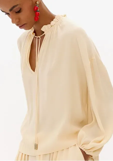 Blusa Manga 7/8 De Chiffon De Viscose