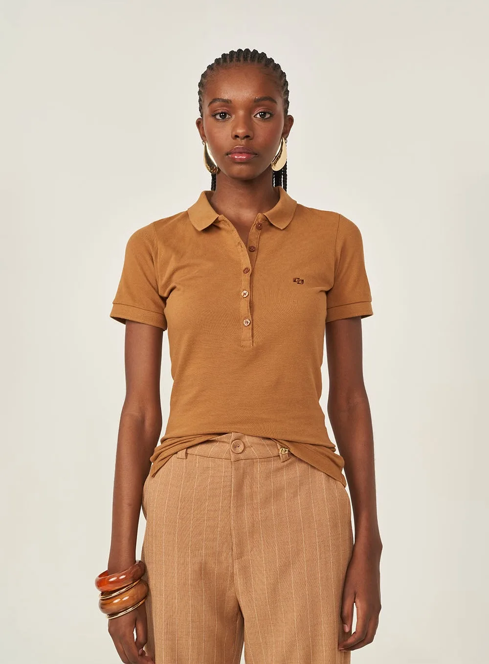 camiseta gola polo feminina essential piquet