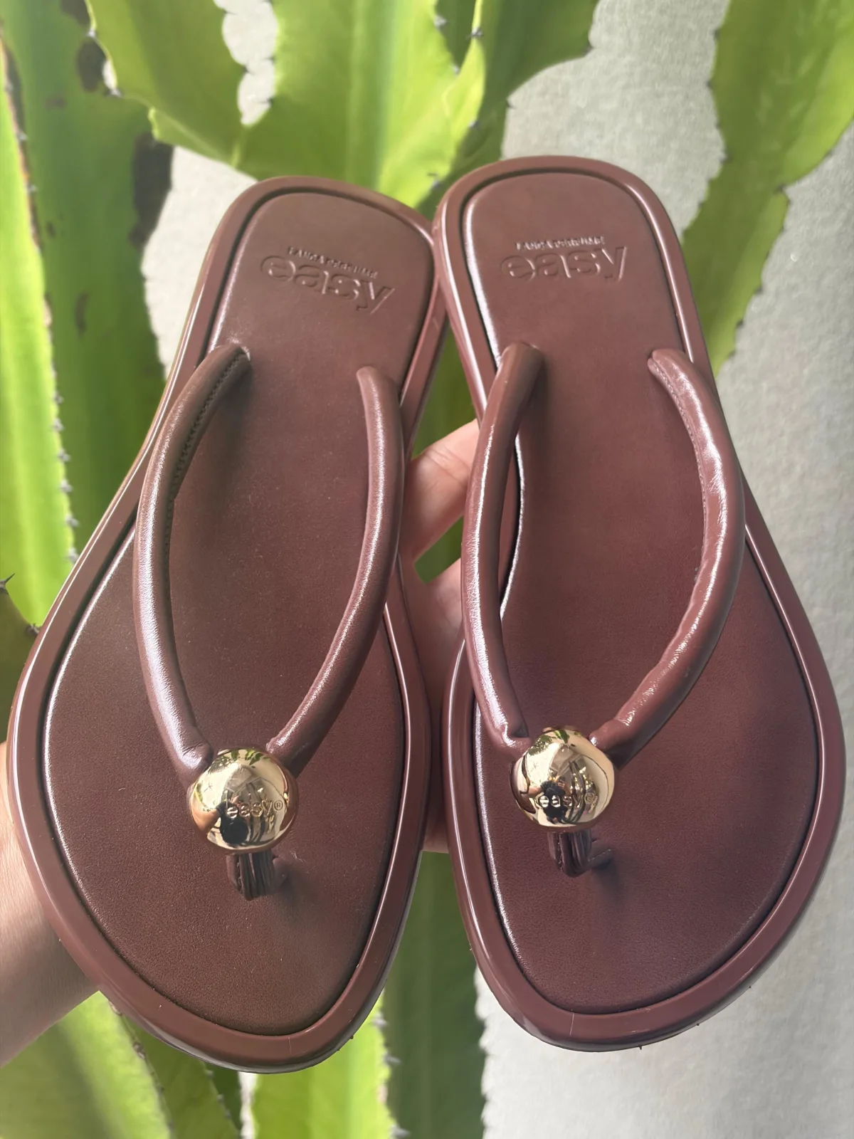 Chinelo Rasteira Marrom Berry