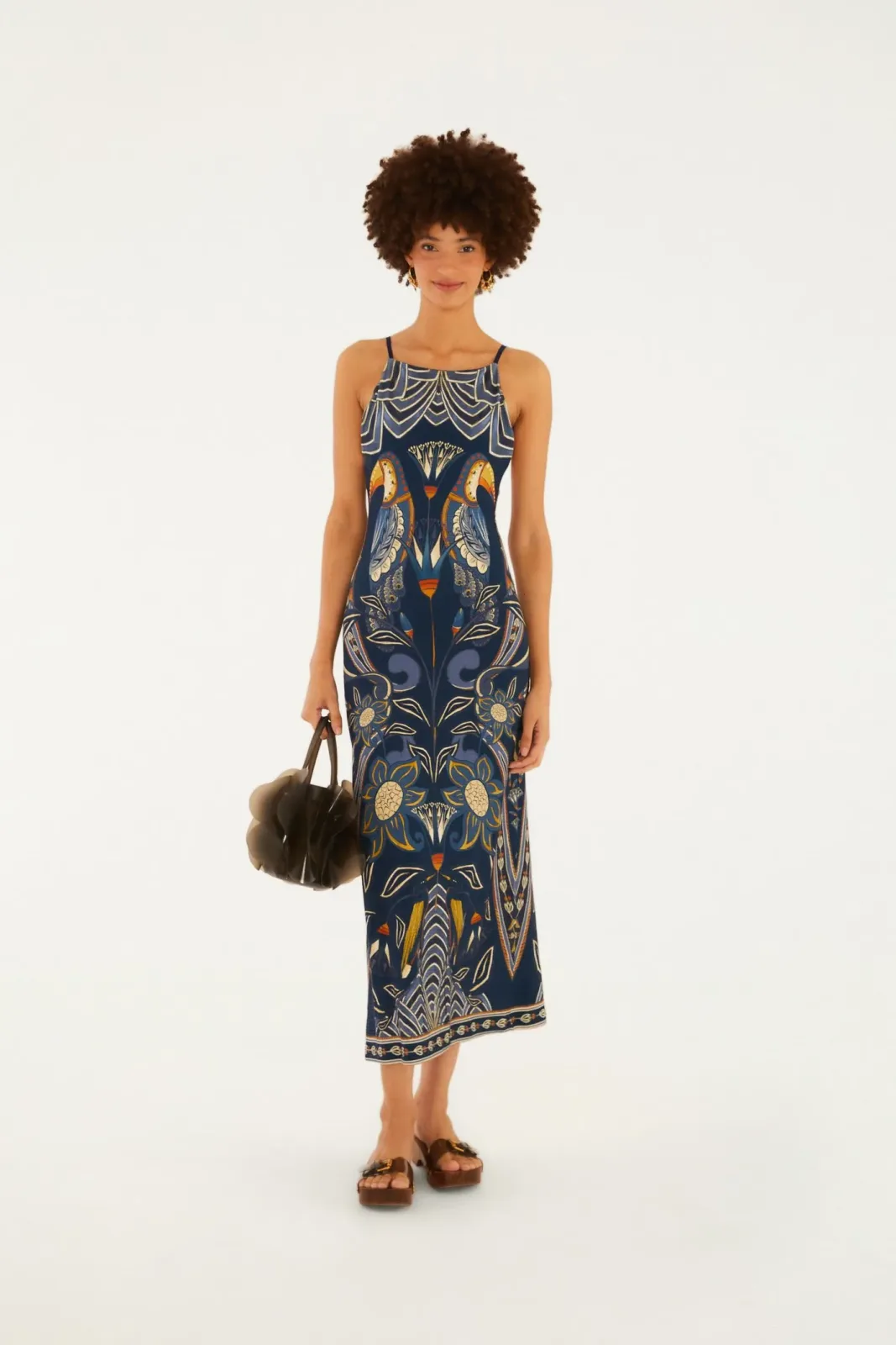 Vestido Alça Estampado Lenço Riviera