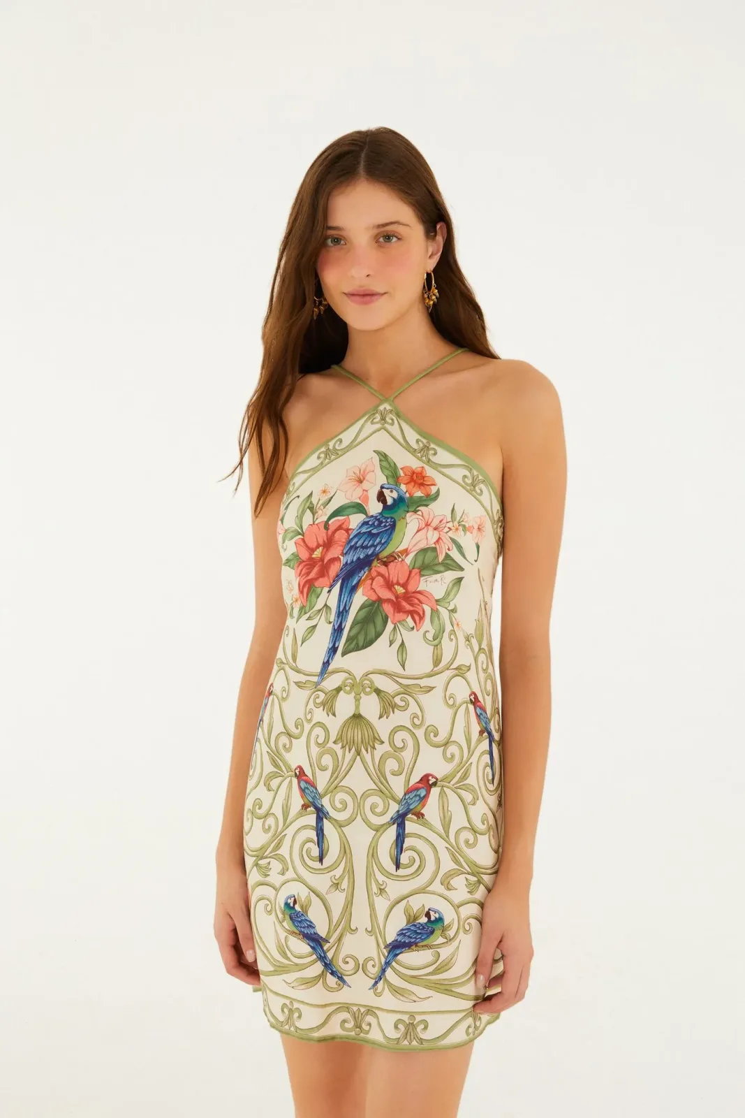 Vestido Curto Estampado Arabesco Tropical