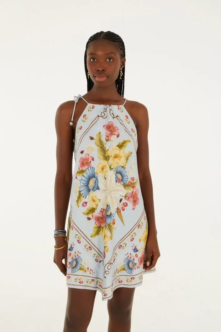 Vestido Curto Estampado Lenço Manu