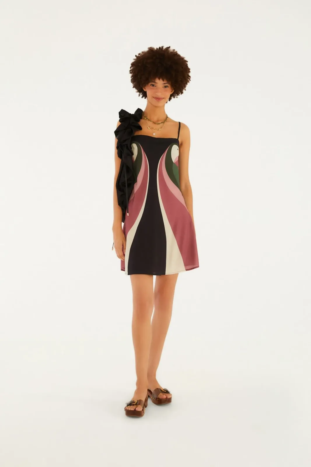Vestido Curto Lenço Estampado Ararinha