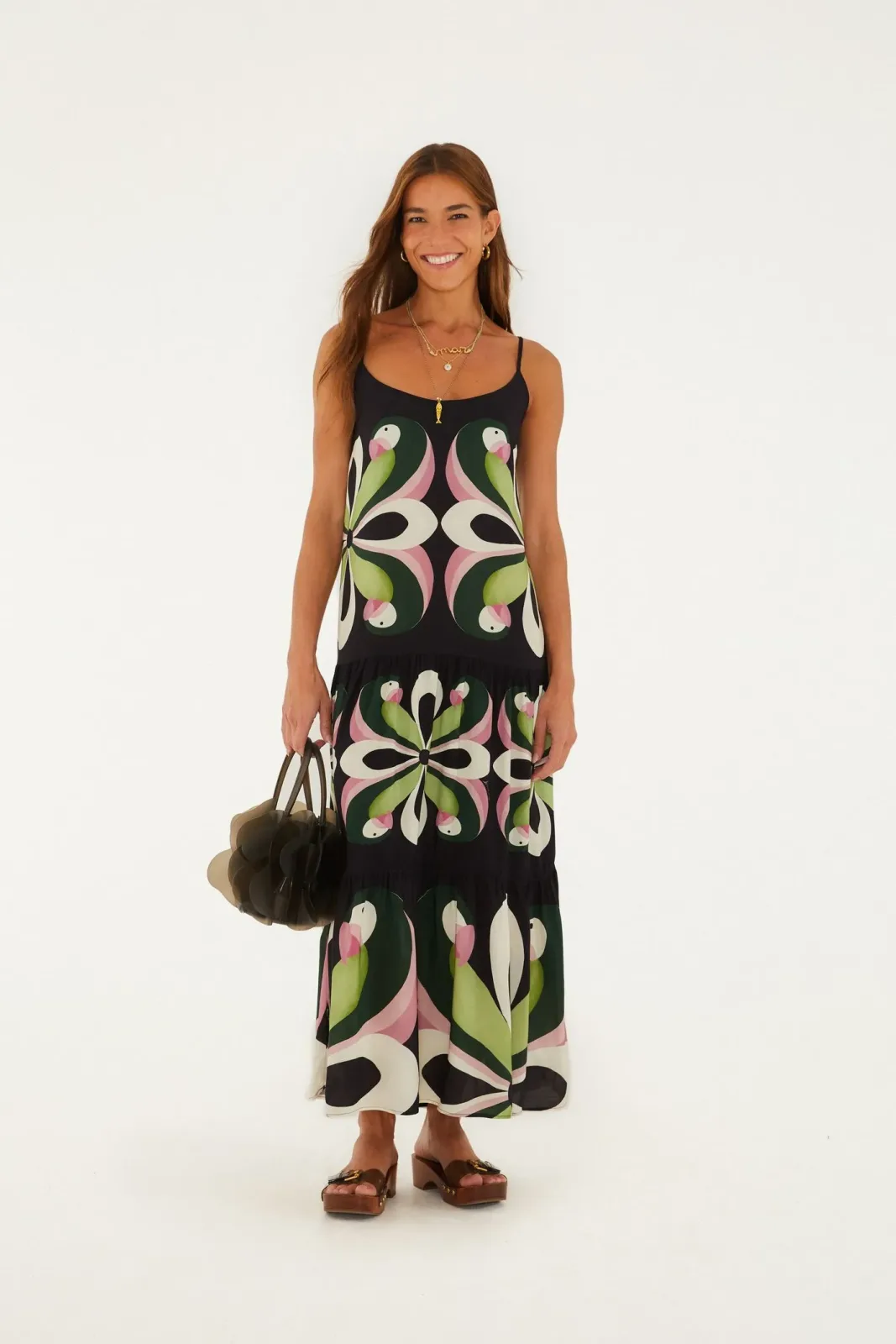 Vestido Longo Estampado Arara De Flor
