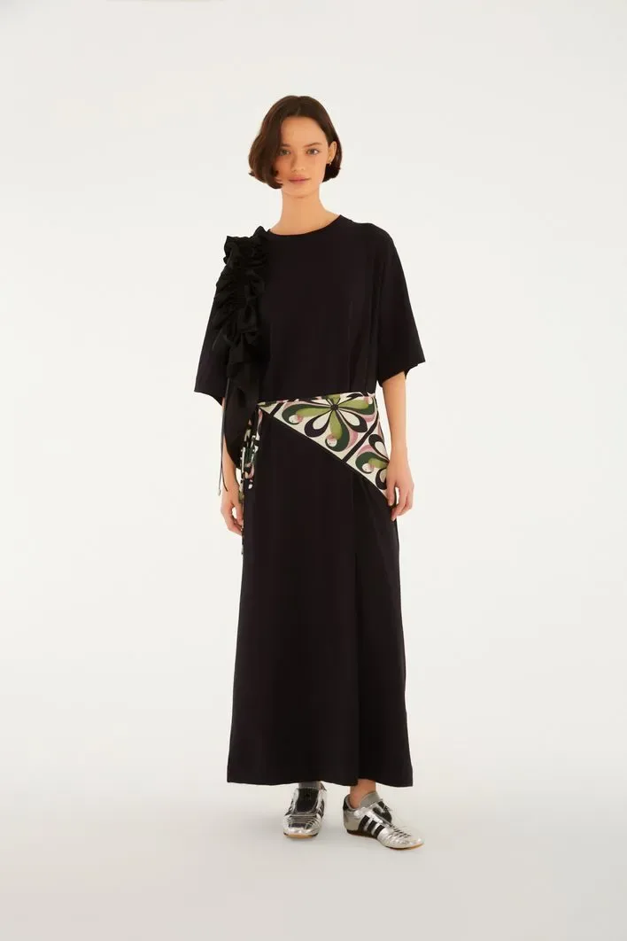 Vestido Longo Estampado Lenço Ararinha
