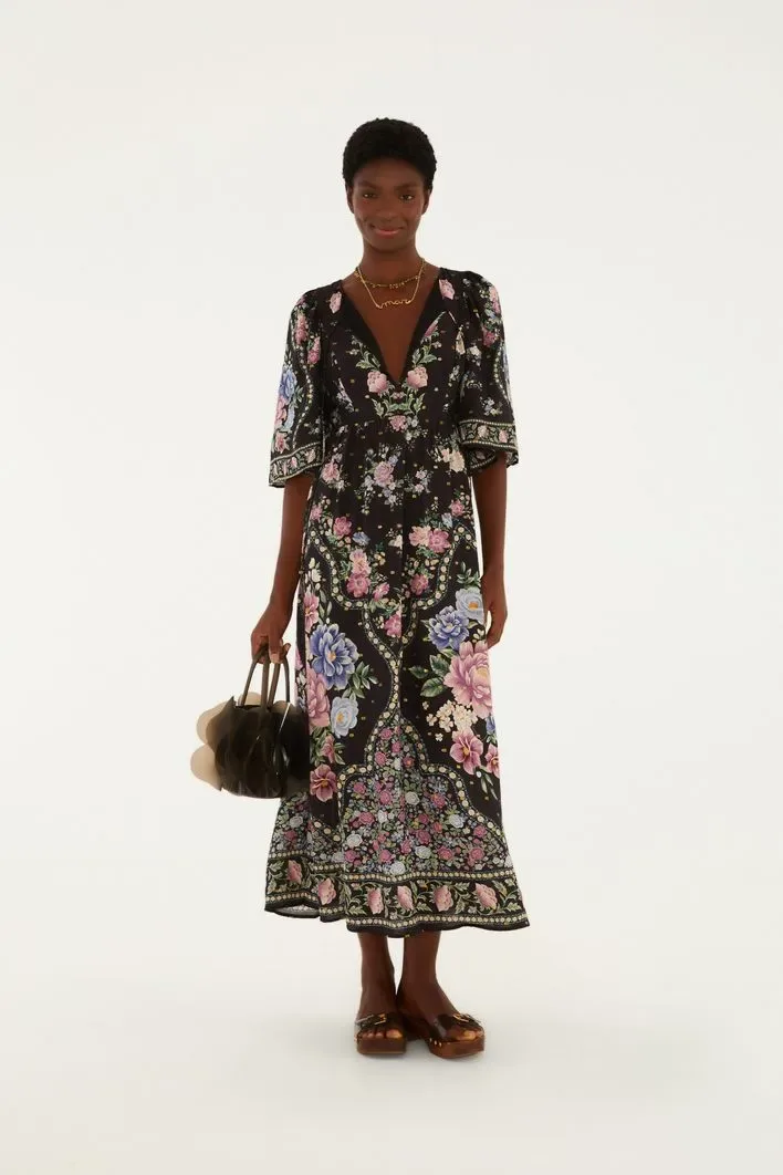 Vestido Longo Estampado Romance