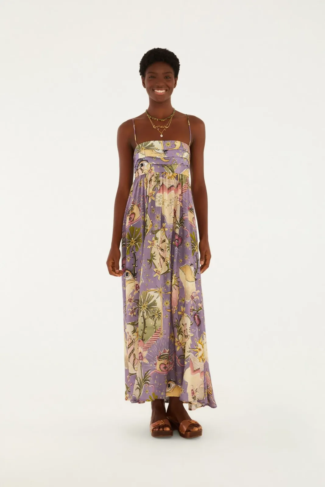 Vestido Longo Estampado Selva Mística