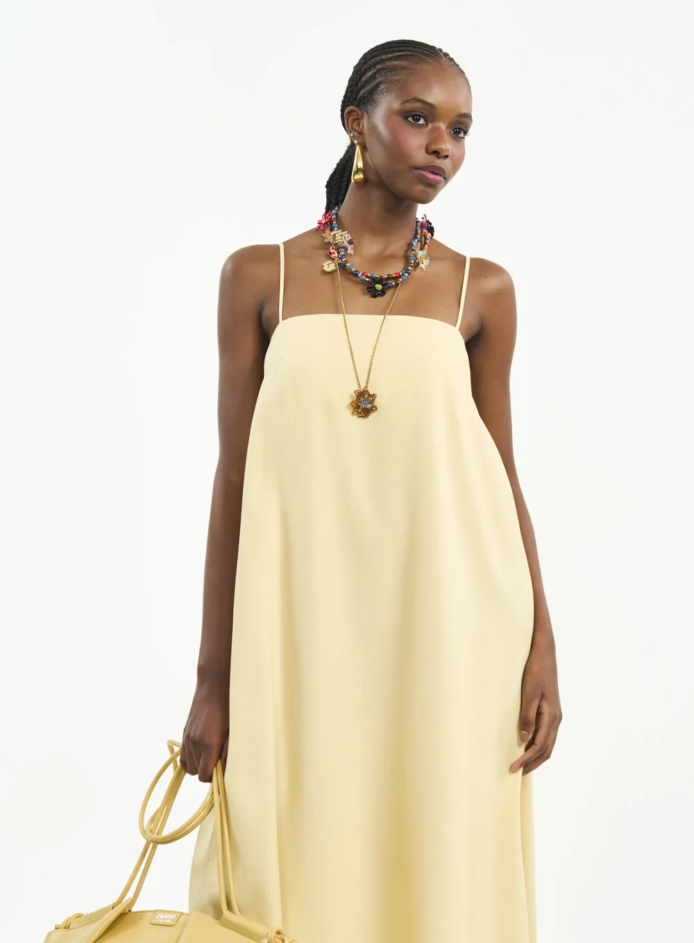 Vestido Midi Com Alças Finas