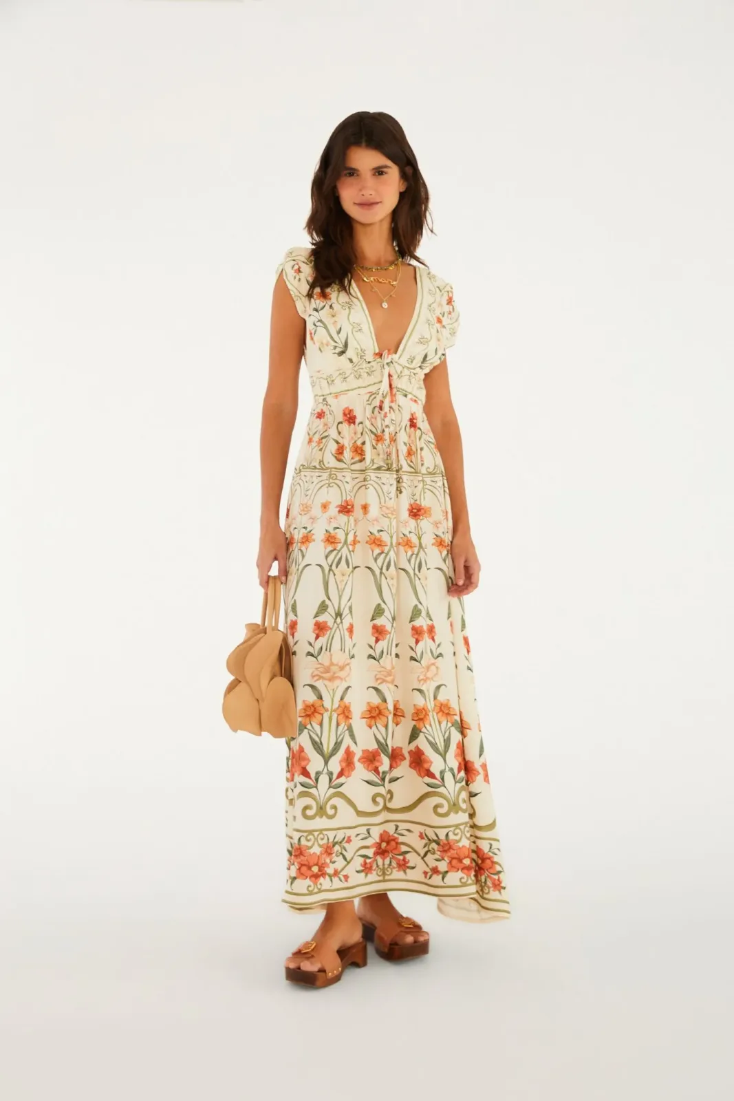 Vestido Midi Estampado Recanto De Flor