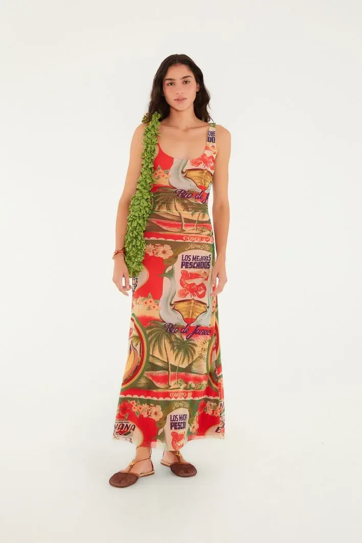 Vestido Tule Estampado Selo Jamaica